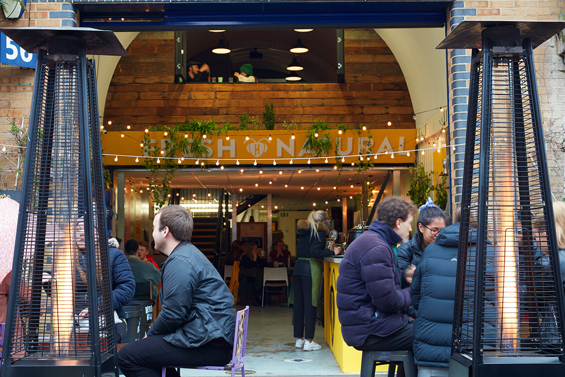 Outside Hiver Beers taproom in London and our Christmas market