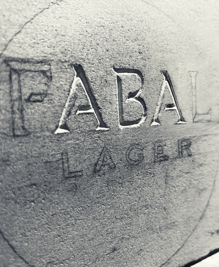 Fabal lager logo carved in stone